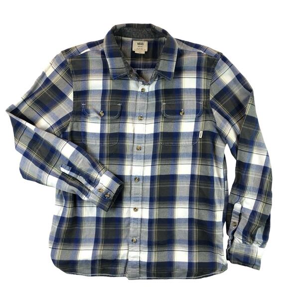 Vans Other - Vans Off The Wall Mens Medium Blue Plaid Flannel Long Sleeve Button Up Shirt